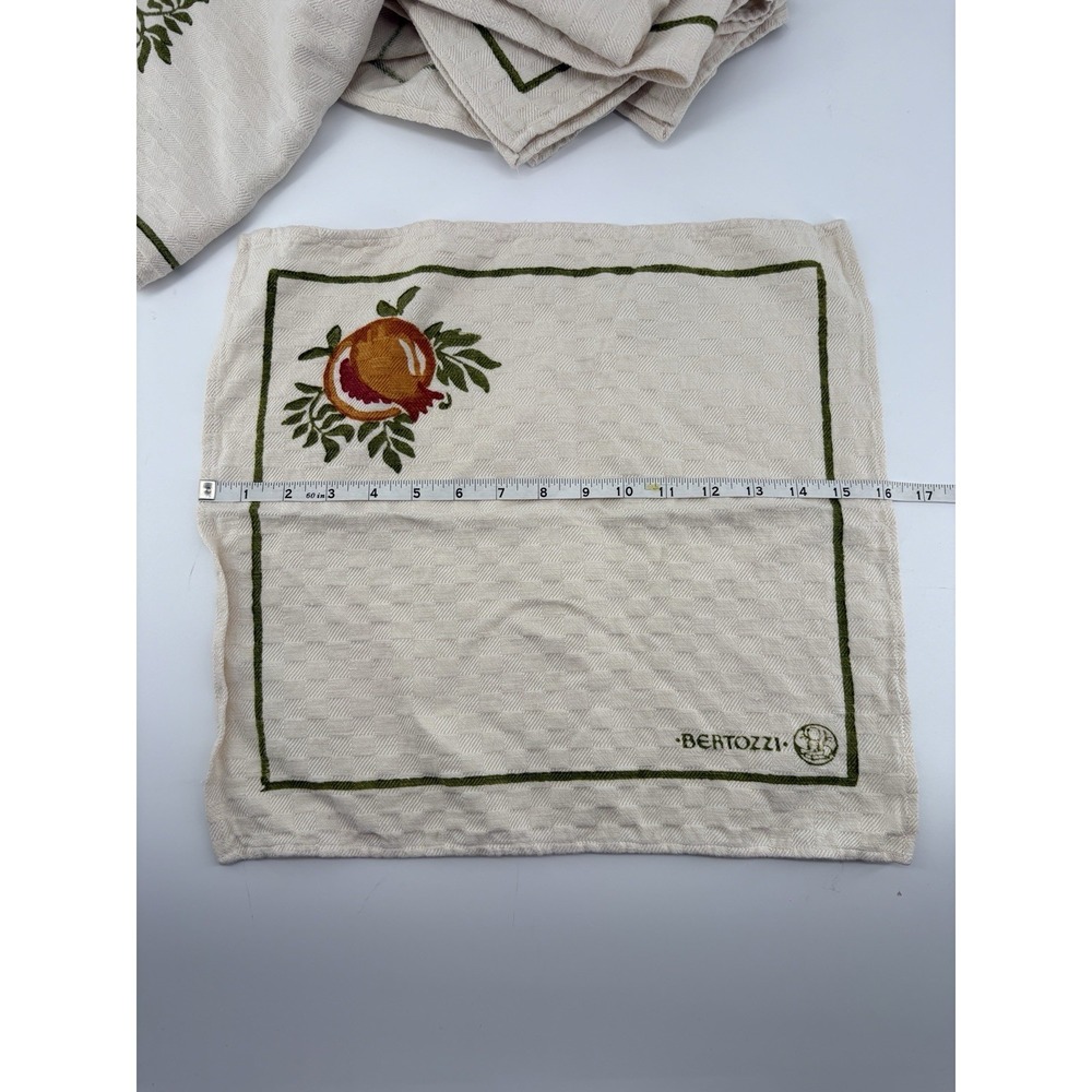 Stamperia Bertozzi Italian Handprinted Linen Placemats Napkins Set Pomegranate - Picture 8 of 12